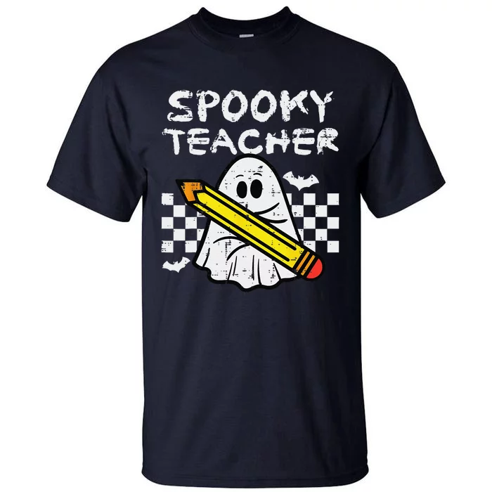 Ghost Spooky Teacher Retro Teach Halloween Costume Women Tall T-Shirt