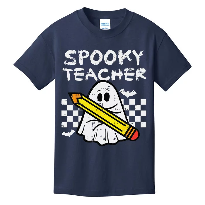 Ghost Spooky Teacher Retro Teach Halloween Costume Women Kids T-Shirt