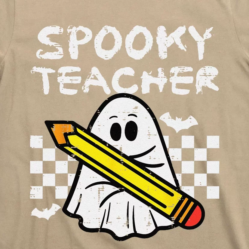 Ghost Spooky Teacher Retro Teach Halloween Costume Women T-Shirt