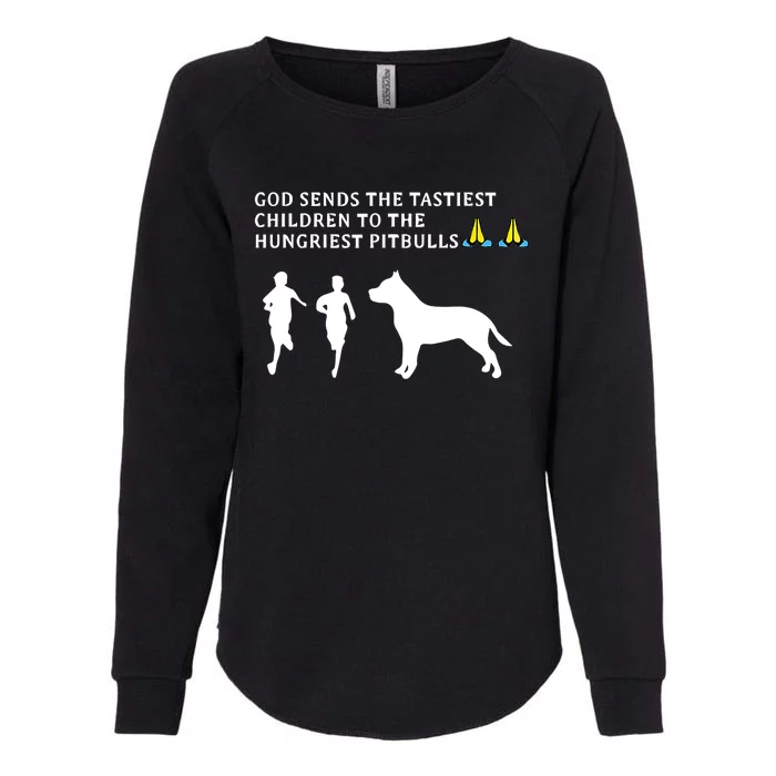 god sends tastiest children to hungriest pitbulls Womens California Wash Sweatshirt