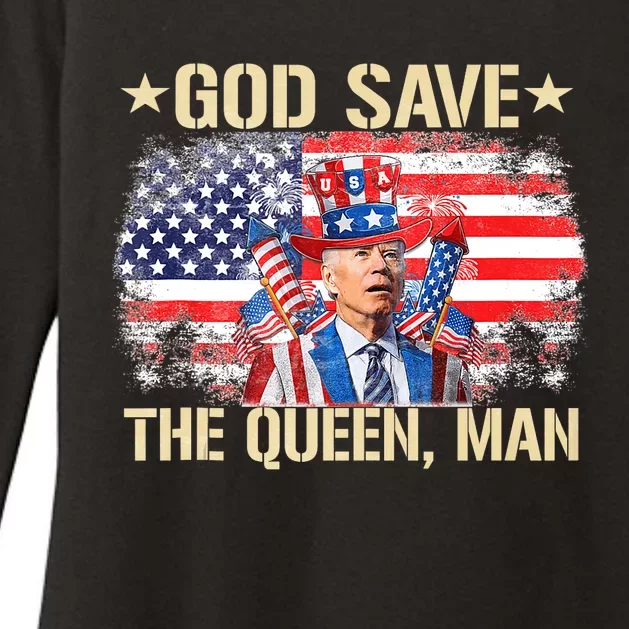 God Save The Queen Man 4th Of July Funny Joe Biden Meme Womens CVC Long Sleeve Shirt