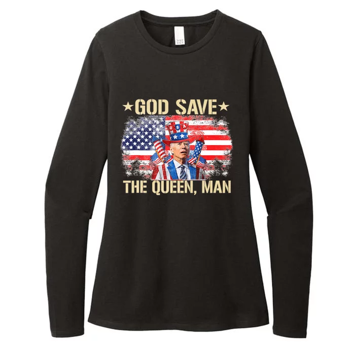 God Save The Queen Man 4th Of July Funny Joe Biden Meme Womens CVC Long Sleeve Shirt