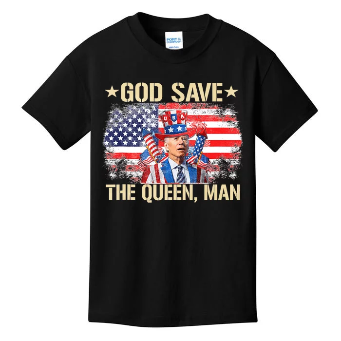 God Save The Queen Man 4th Of July Funny Joe Biden Meme Kids T-Shirt