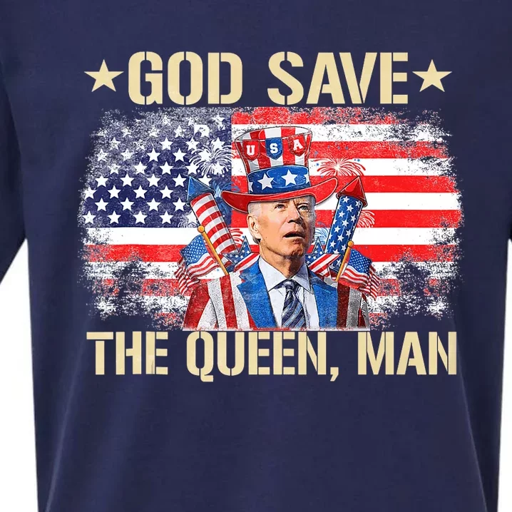 God Save The Queen Man 4th Of July Funny Joe Biden Meme Sueded Cloud Jersey T-Shirt