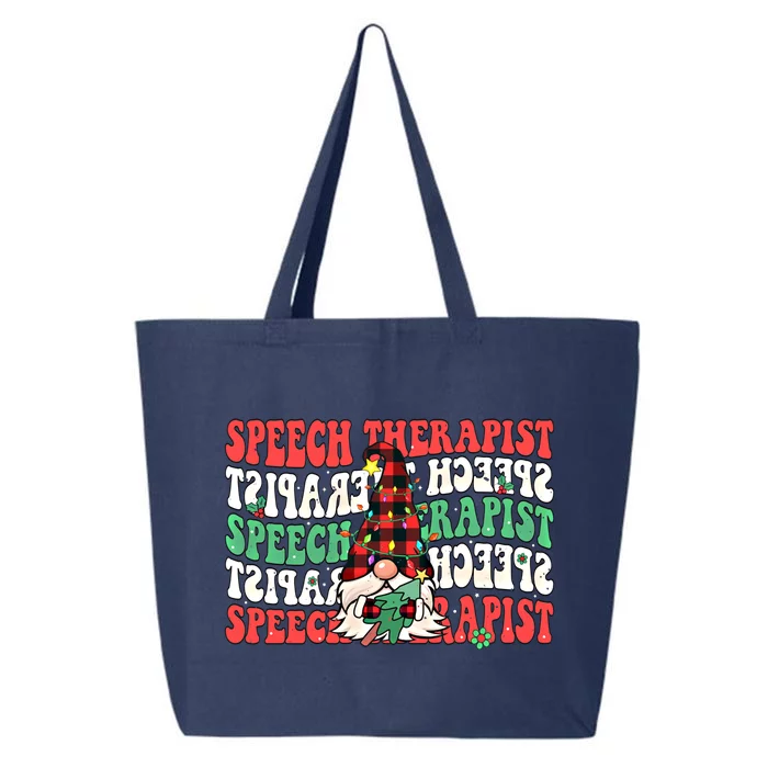 Groovy Speech Therapist Cute Christmas Gnome Slp Therapist Funny Gift 25L Jumbo Tote