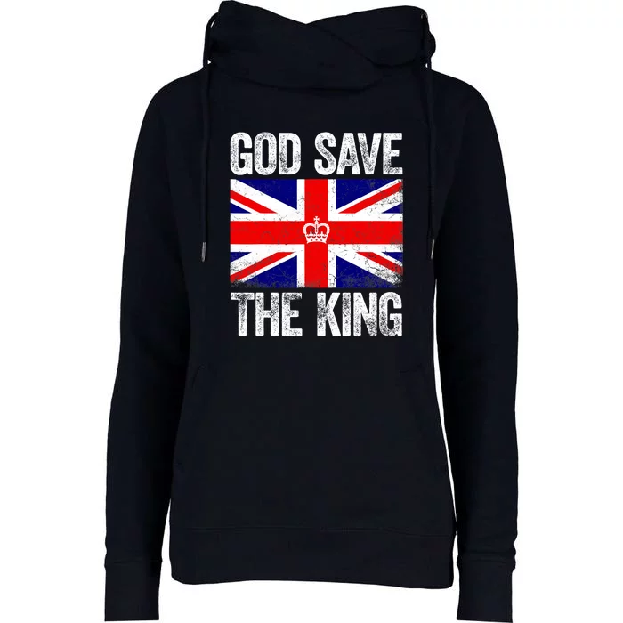 God Save The King Charles III Tee UK Flag Top King Charles Womens Funnel Neck Pullover Hood