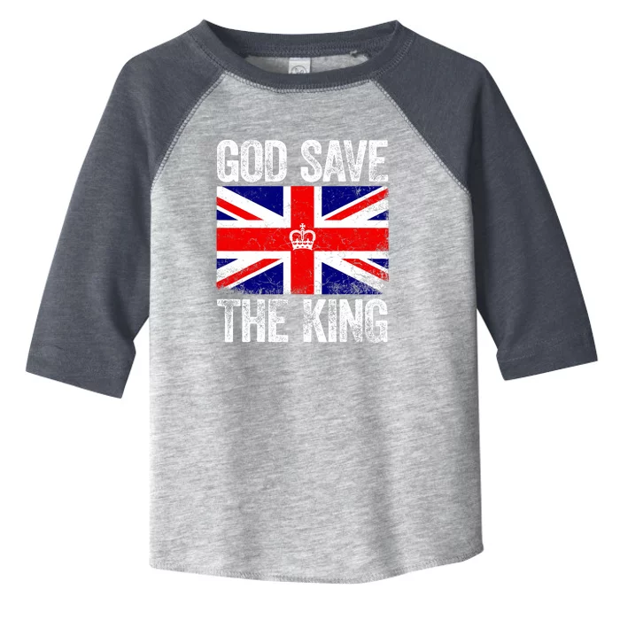 God Save The King Charles III Tee UK Flag Top King Charles Toddler Fine Jersey T-Shirt