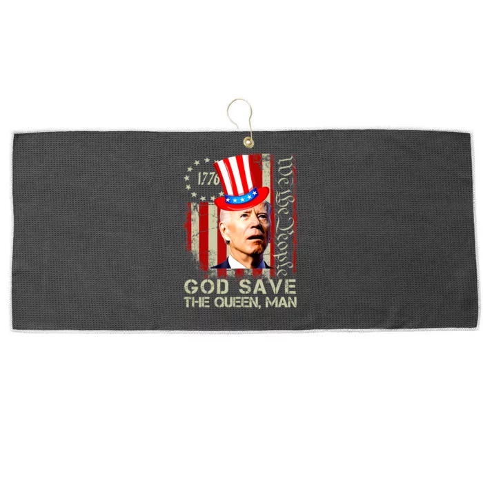 God Save The Queen Man Funny Joe Biden Large Microfiber Waffle Golf Towel