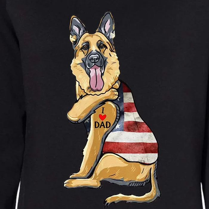 German Shepherd Tattoo Dog I Love Dad Fathers Day Womens California Wash Sweatshirt