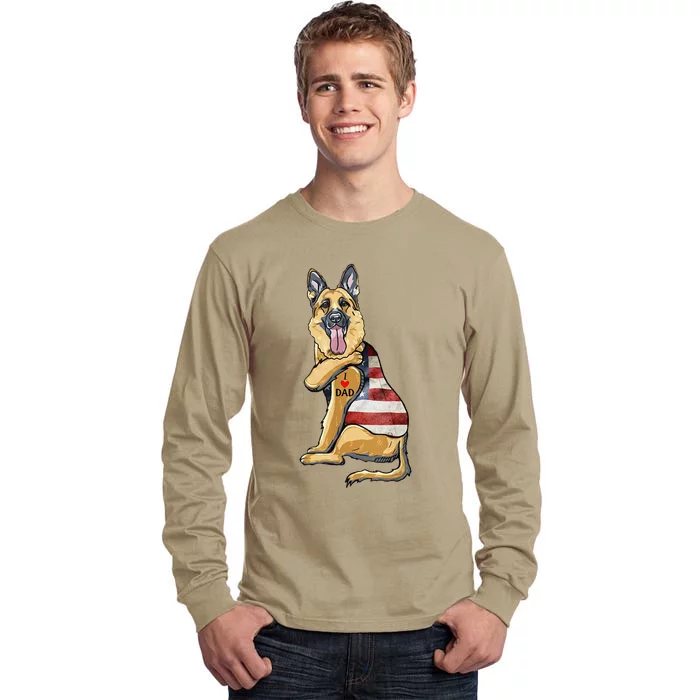 German Shepherd Tattoo Dog I Love Dad Fathers Day Tall Long Sleeve T-Shirt