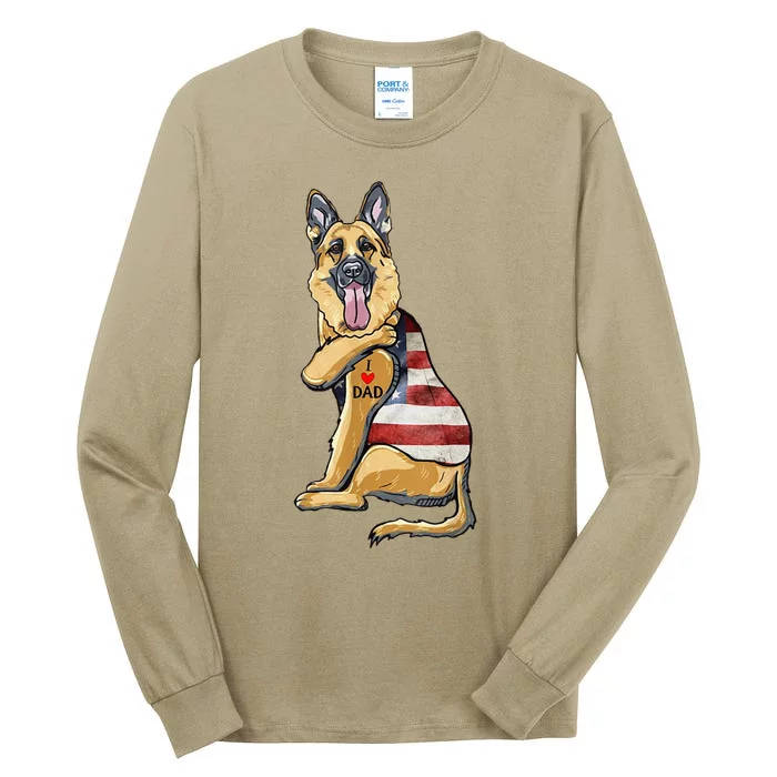 German Shepherd Tattoo Dog I Love Dad Fathers Day Tall Long Sleeve T-Shirt