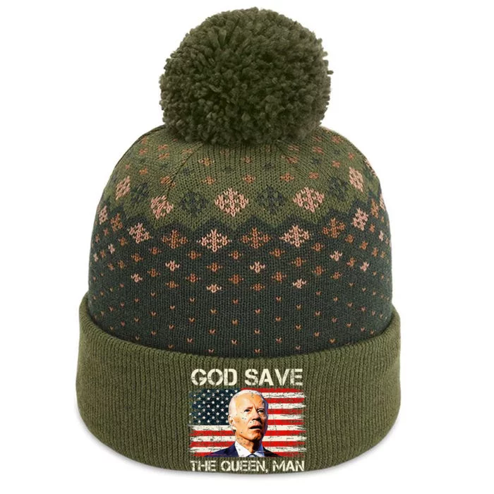 God Save The Queen Man Funny Joe Biden The Baniff Cuffed Pom Beanie