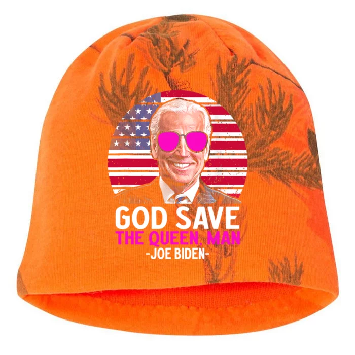 God Save The Queen Man Funny Joe Biden Quotes Retro Vintage USA Flag Kati - Camo Knit Beanie