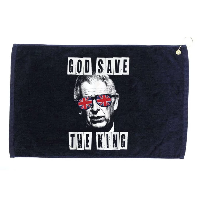 God Save The King. Kings Coronation. Union Jack Charles Grommeted Golf Towel