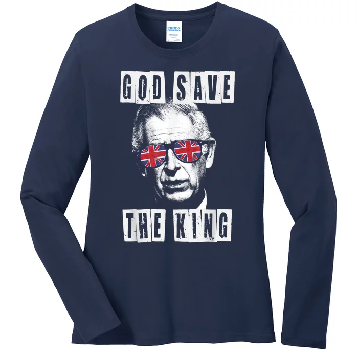 God Save The King. Kings Coronation. Union Jack Charles Ladies Long Sleeve Shirt