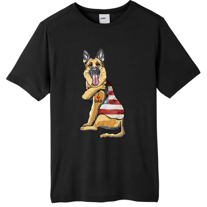 German Shepherd Tattoo Dog I Love Dad Fathers Day ChromaSoft Performance T-Shirt