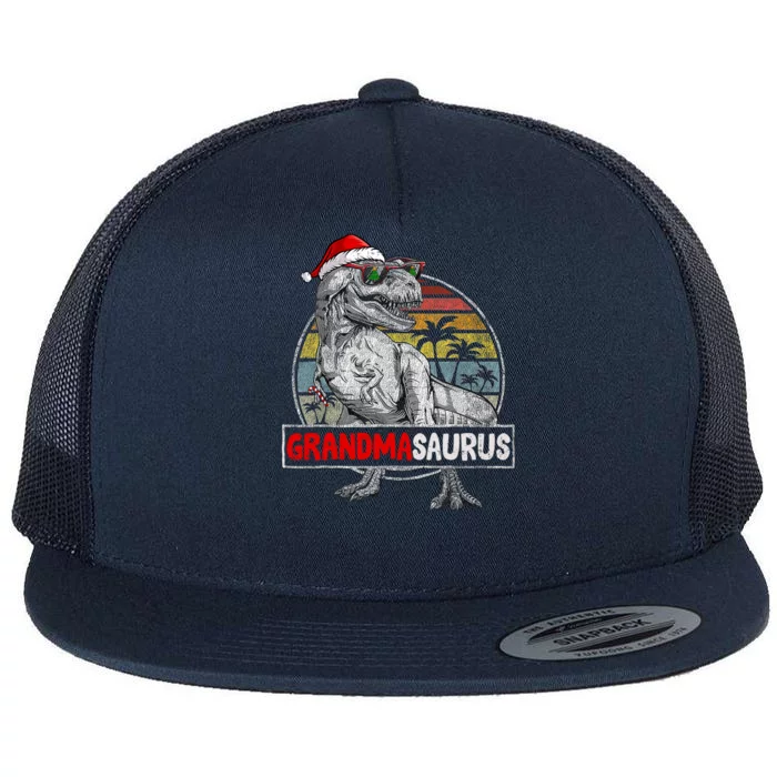 Grandma Saurus T Rex Dinosaur Christmas Family Matching Xmas Gift Flat Bill Trucker Hat