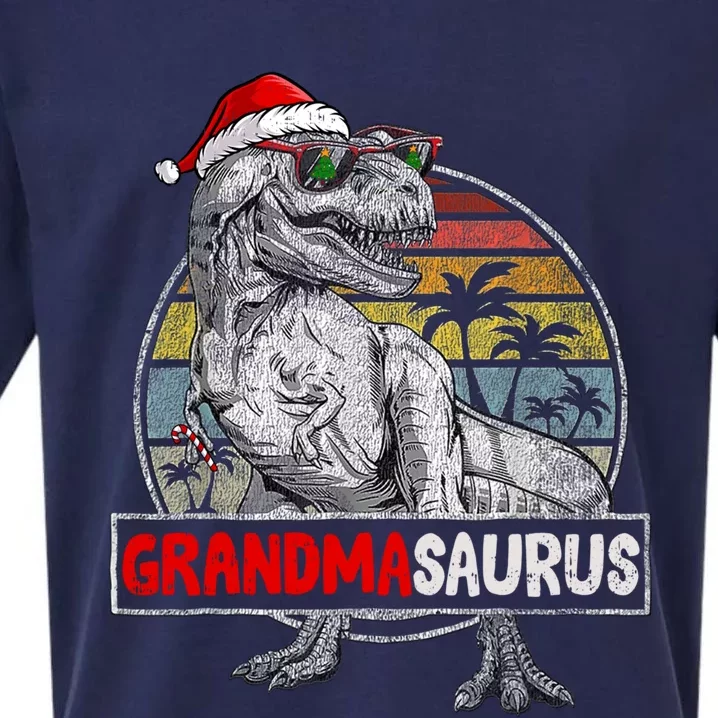 Grandma Saurus T Rex Dinosaur Christmas Family Matching Xmas Gift Sueded Cloud Jersey T-Shirt