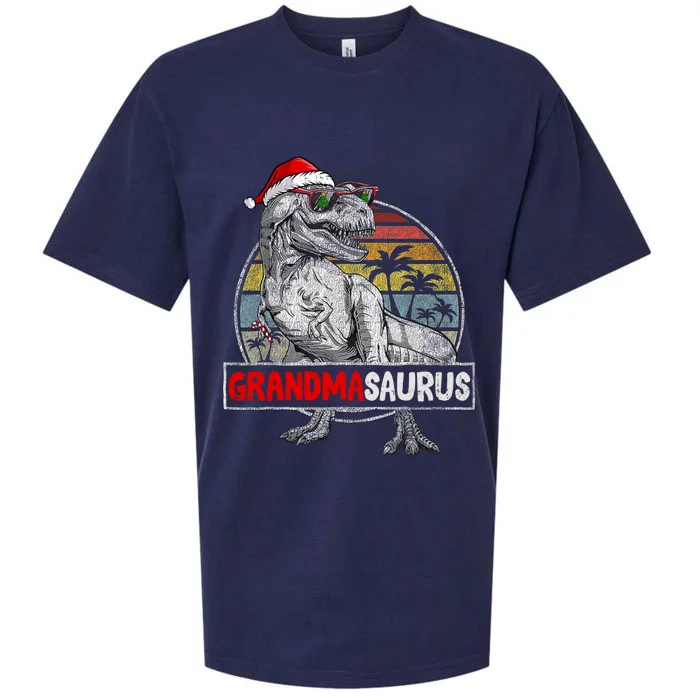 Grandma Saurus T Rex Dinosaur Christmas Family Matching Xmas Gift Sueded Cloud Jersey T-Shirt