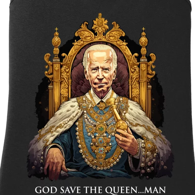 God Save The Queen Man Funny Joe Biden Ladies Essential Tank