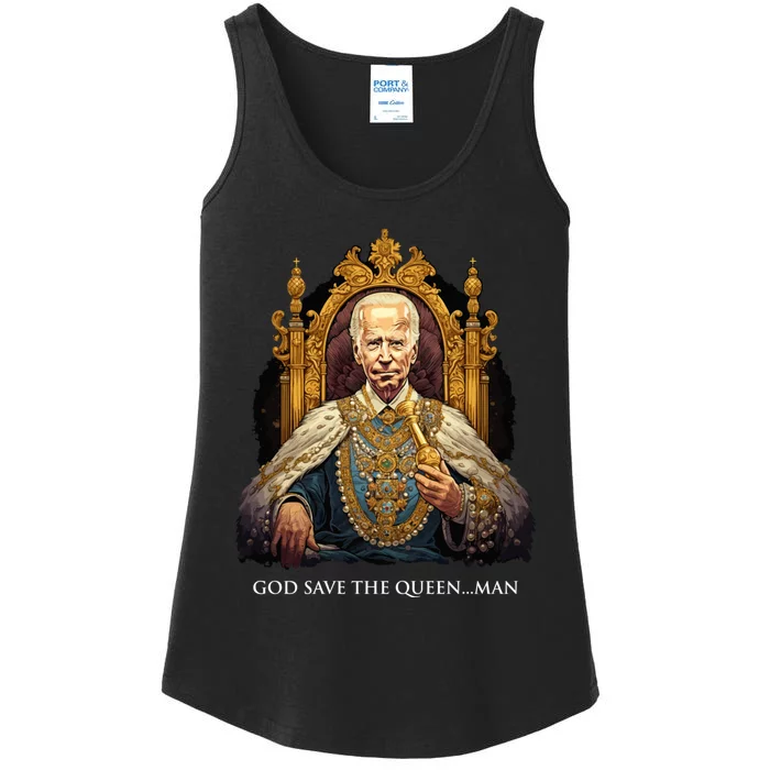 God Save The Queen Man Funny Joe Biden Ladies Essential Tank