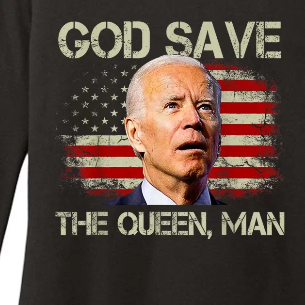 God Save The Queen Man Funny Joe Biden 4th Of July US American Flag Womens CVC Long Sleeve Shirt