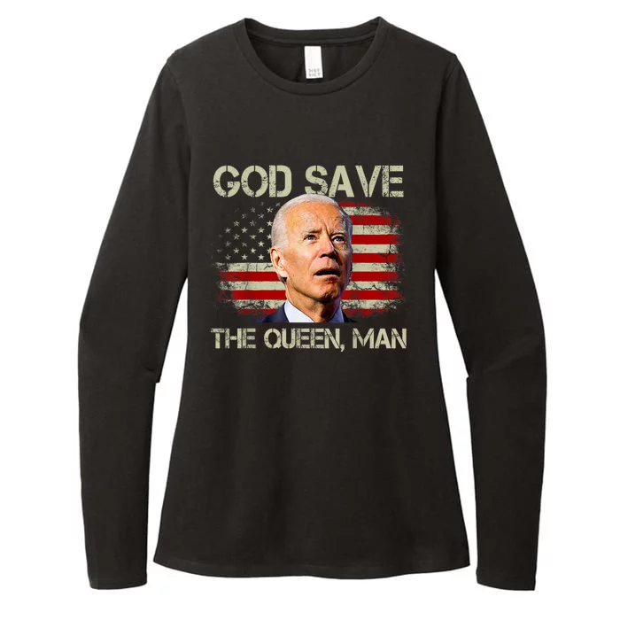 God Save The Queen Man Funny Joe Biden 4th Of July US American Flag Womens CVC Long Sleeve Shirt