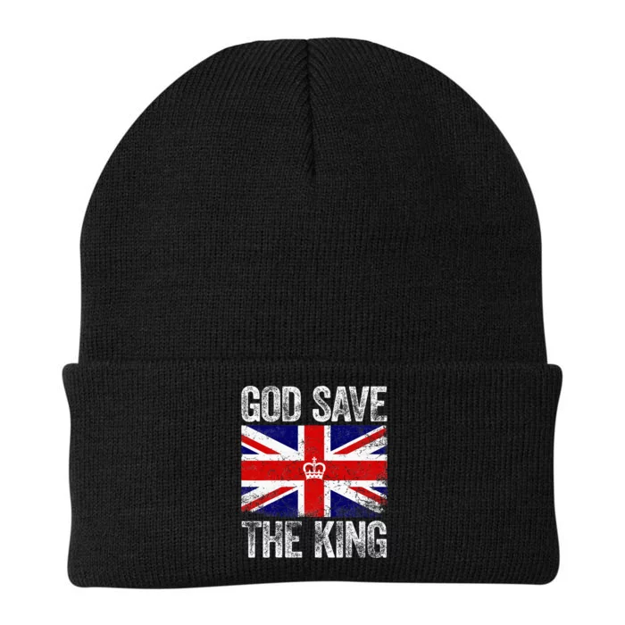 God Save The King Charles Iii. Uk Flag Top King Charles Knit Cap Winter Beanie