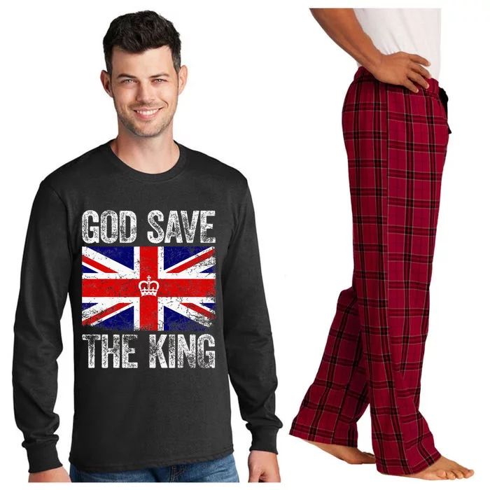 God Save The King Charles Iii. Uk Flag Top King Charles Long Sleeve Pajama Set