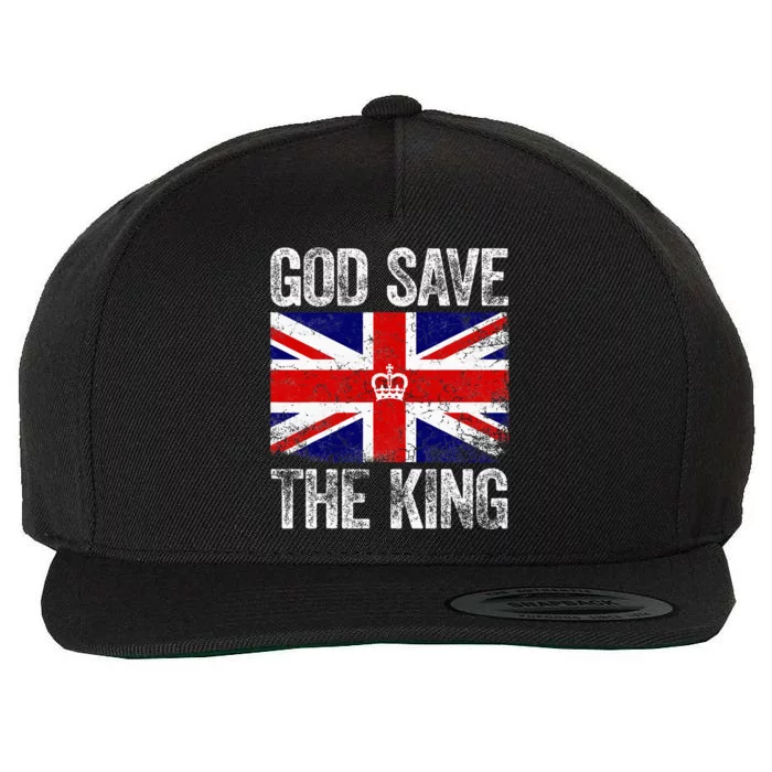 God Save The King Charles Iii. Uk Flag Top King Charles Wool Snapback Cap