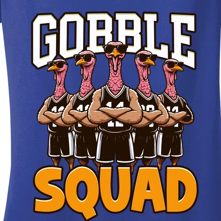 Gobble Squad Turkey Thanksgiving Team Great Gift Women's V-Neck T-Shirt