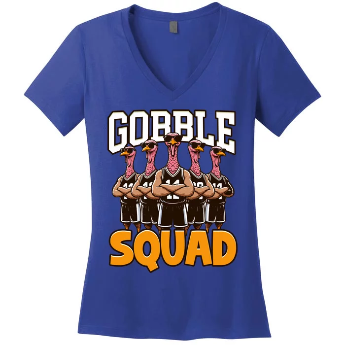 Gobble Squad Turkey Thanksgiving Team Great Gift Women's V-Neck T-Shirt