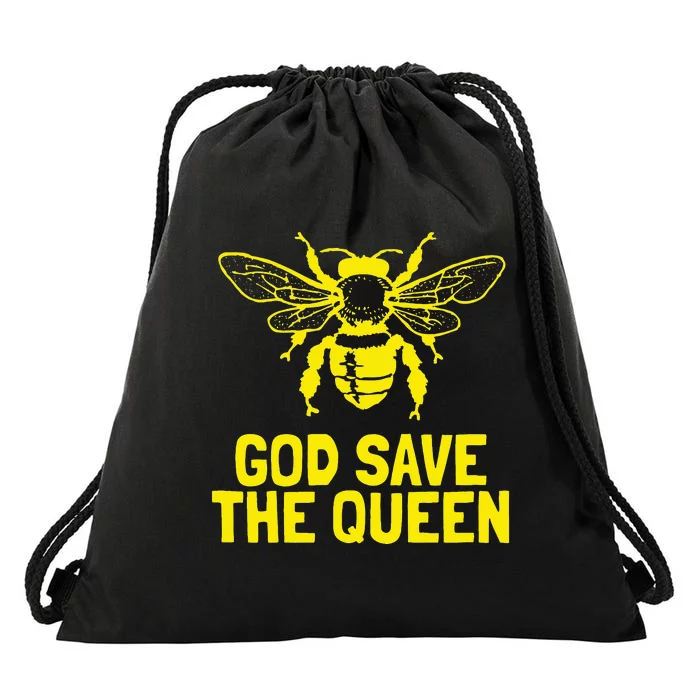 God Save The Queen Honey Bee Beekeeping Naturalist Drawstring Bag