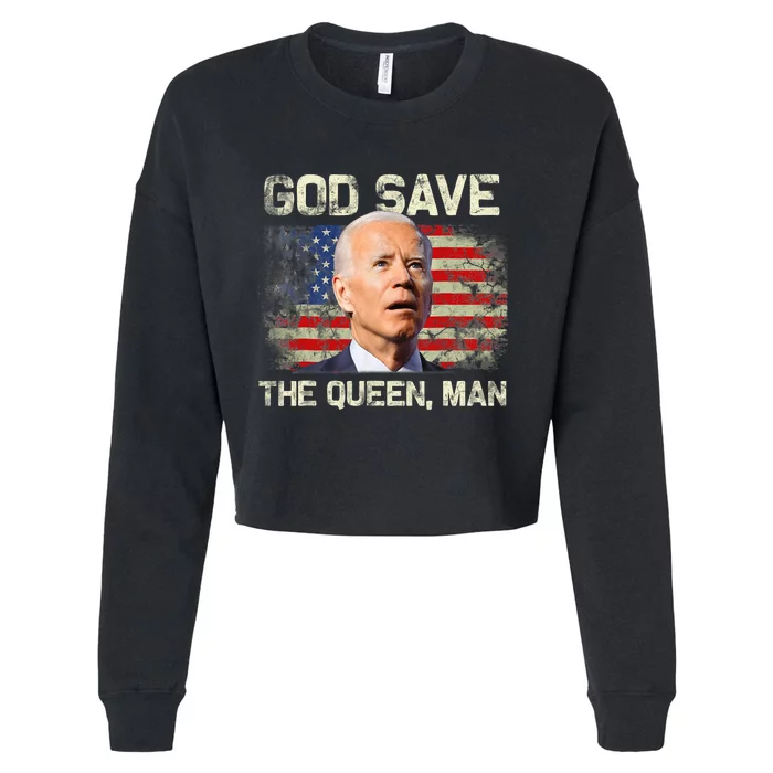 God Save The Queen Man Funny Joe Biden Cropped Pullover Crew