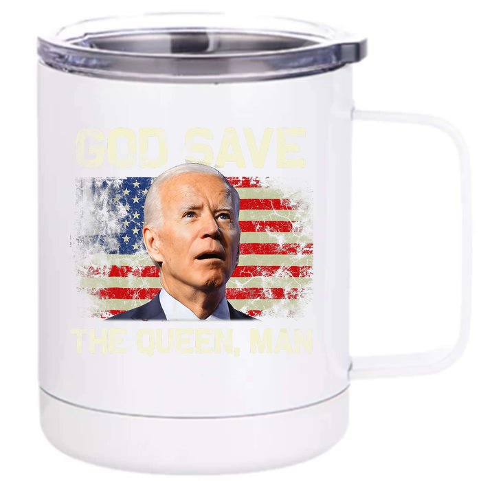 God Save The Queen Man Funny Joe Biden Front & Back 12oz Stainless Steel Tumbler Cup