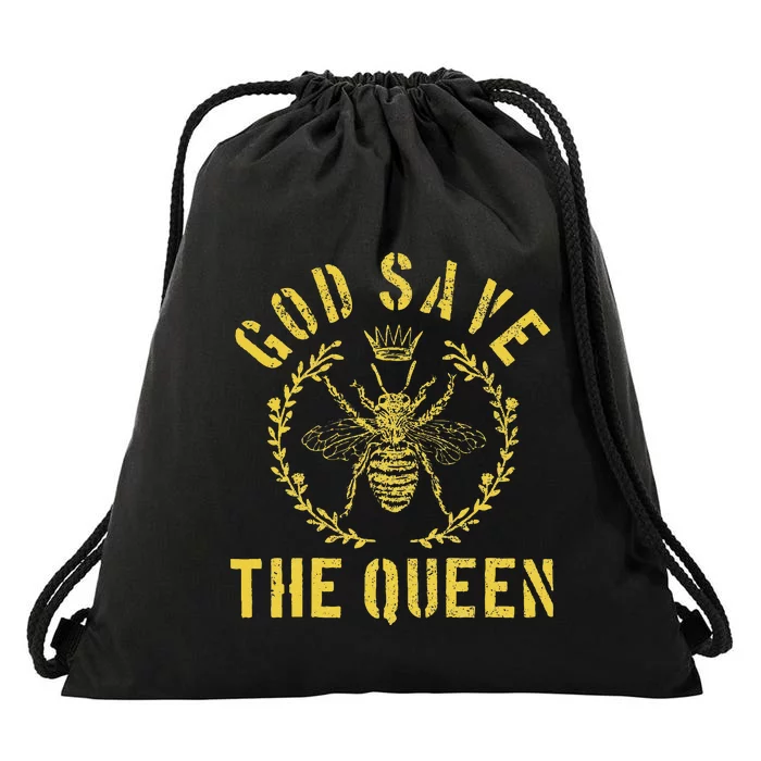 God Save The Queen Bee Queen Bee Drawstring Bag