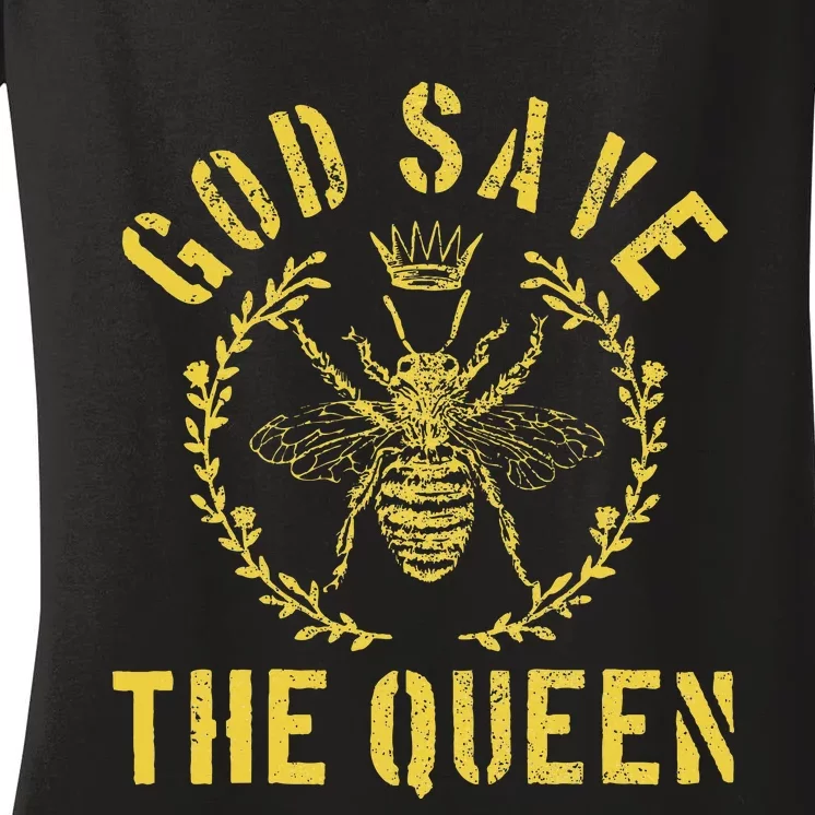 God Save The Queen Bee Queen Bee Women's V-Neck T-Shirt