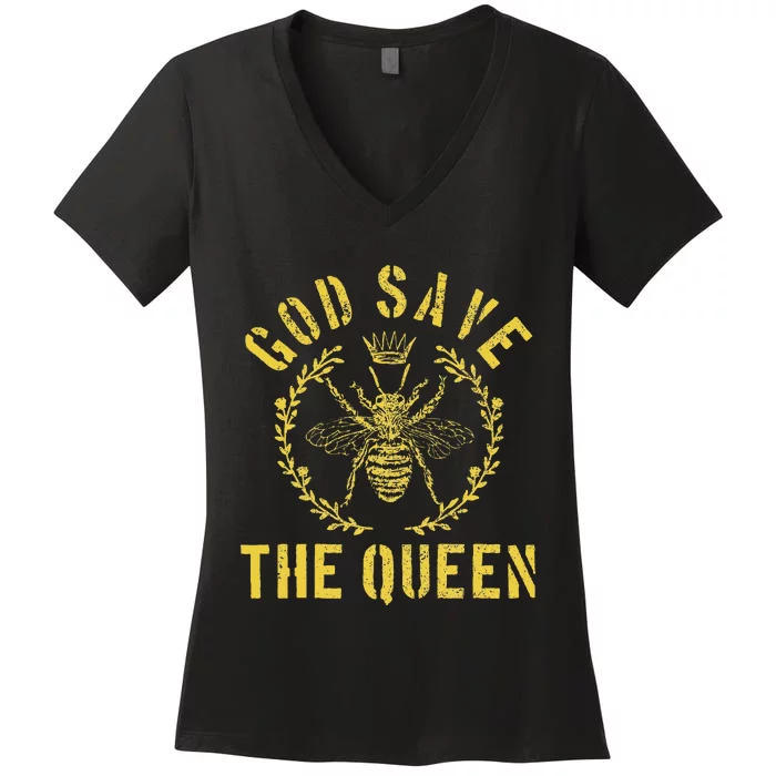 God Save The Queen Bee Queen Bee Women's V-Neck T-Shirt