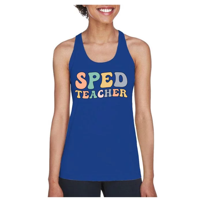 Groovy Sped Teacher Special Education Teacher Gift Women's Racerback Tank