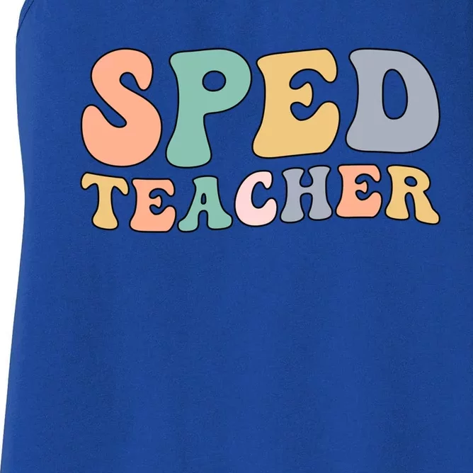 Groovy Sped Teacher Special Education Teacher Gift Women's Racerback Tank