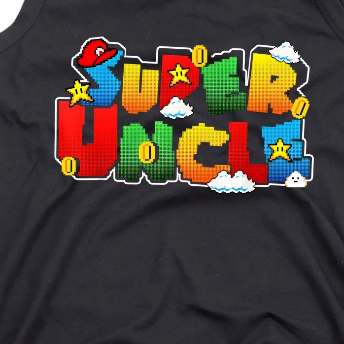 Gamer Super Uncle Funny Father Day Gifts For Uncle Front & Back Tank Top