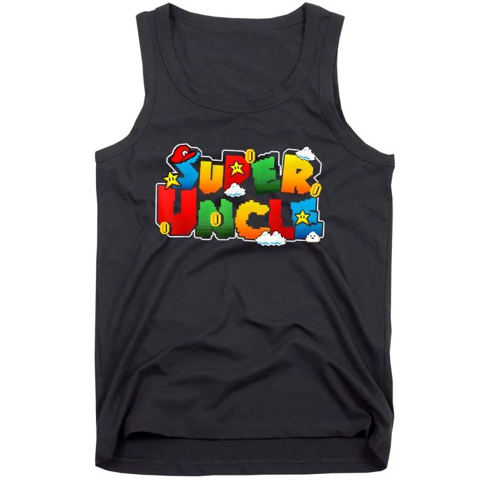 Gamer Super Uncle Funny Father Day Gifts For Uncle Front & Back Tank Top