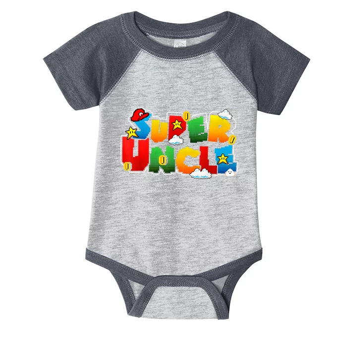 Gamer Super Uncle Funny Father Day Gifts For Uncle Front & Back Infant Baby Jersey Bodysuit