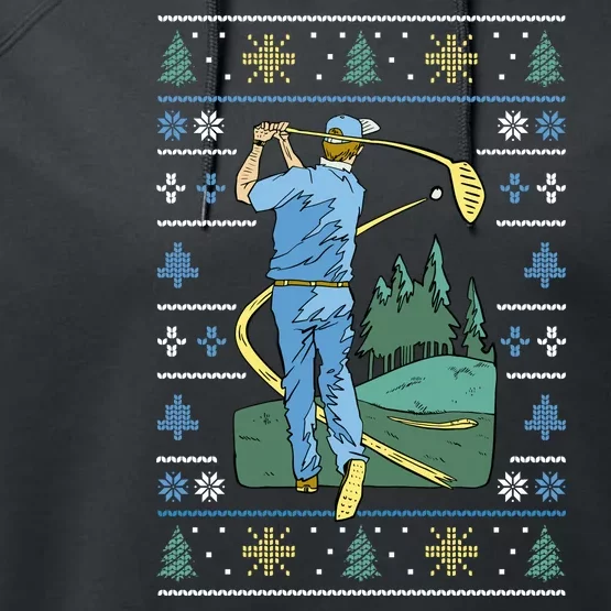 Golf Sport Ugly Christmas Sweater Performance Fleece Hoodie