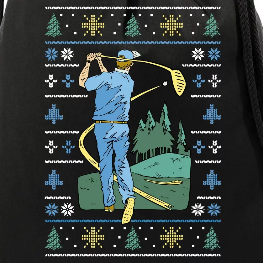 Golf Sport Ugly Christmas Sweater Drawstring Bag