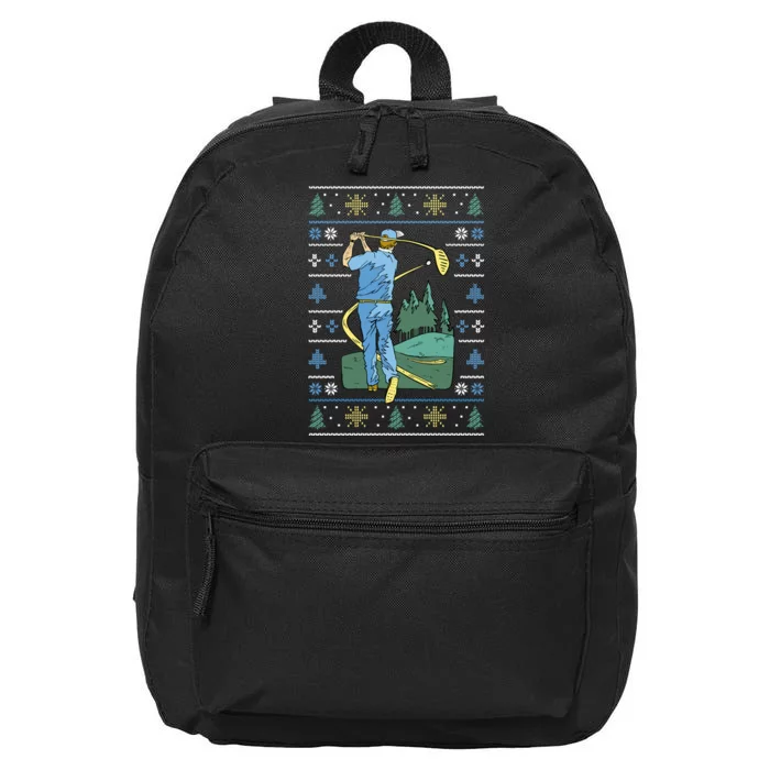 Golf Sport Ugly Christmas Sweater 16 in Basic Backpack