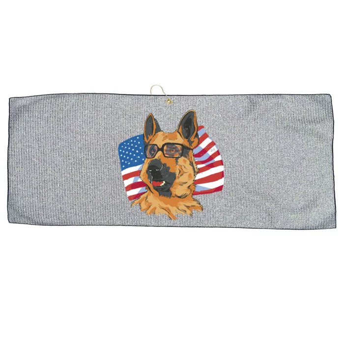 German Shepherd USA Flag Vintage Large Microfiber Waffle Golf Towel