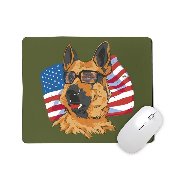 German Shepherd USA Flag Vintage Mousepad