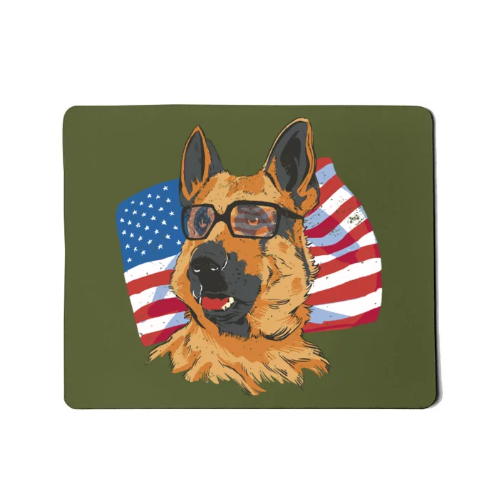 German Shepherd USA Flag Vintage Mousepad