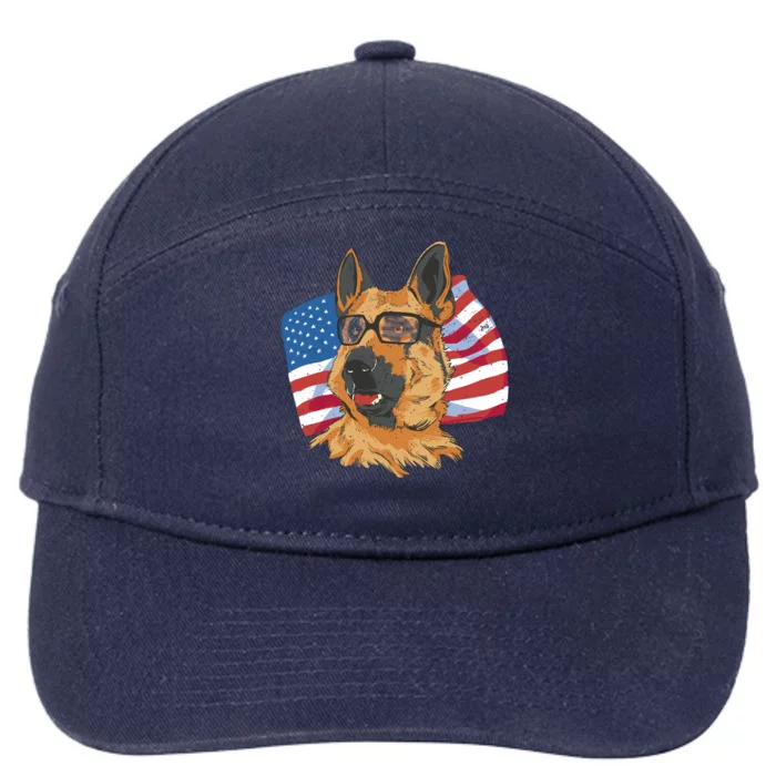 German Shepherd USA Flag Vintage 7-Panel Snapback Hat